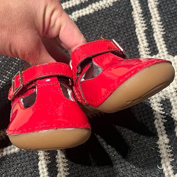 NWOT Stride Rite Soft Motion Baby Amalie Red Leather Mary Jane Shoes Walker - Picture 2 of 6
